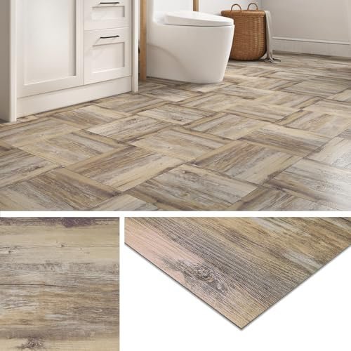 Livelynine Pavimento PVC Adesivo Effetto Legno Rustico Pavimento Adesivo per Interni Lavabile Piastrelle Adesive Pavimento Bagno 30x30CM Parquet Adesivo Pavimento Cucina Camera da Letto, 4 Piastrelle