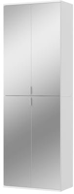 Inn.Furn Garderobenschrank weiß Schrank mit Spiegeltüren und Variabler Einteilung Schuhschrank Flur Diele 61 x 193 cm SystemX