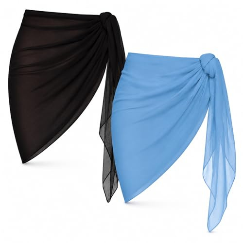 2 Stück Sarong Coverups für Frauen Badeanzug Wrap Badeanzug Rock Bikini Bademode Chiffon Cover Up Strand