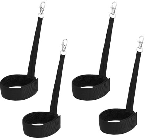 lasuroa 4pz Guinzagli Guanti Sci, Guinzaglio Guanti Sci Nylon Alta Qualità con Bottone Metallo Cinghia Sicurezza Guanti Sportivi Cinghie Polso Guanti Sci Pratici Accessori Sci Appendere Guanti(Nero)