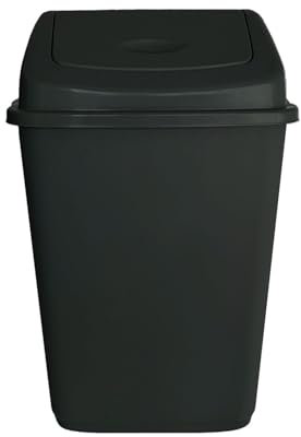 Easy Shopping® 30 Liter Plastic BLACK Swing Bin for Home and Kitchen Garden Indoor Outdoor Rubbish Waste disposal Dust Bin