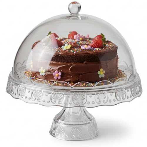 Almineez Cake Stand with Dome Lid Multifunctional 6 in 1 Acrylic Cake Stand - Multi Purpose Container and Serving - Ideal for Birthdays Presents Dinners Parties and Decorations
