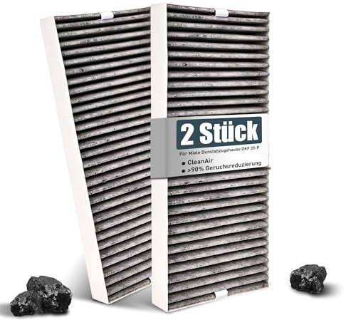2x Aktivkohlefilter für Miele Dunstabzugshaube DKF 35-P Geruchsfilter | 20228037 Dunstabzugshaube Filter | Kompatibel mit KMDA 7272 KMDA 7473 KMDA 7676 KMDA 7876 und DAC xxxx im Umluftbetrieb