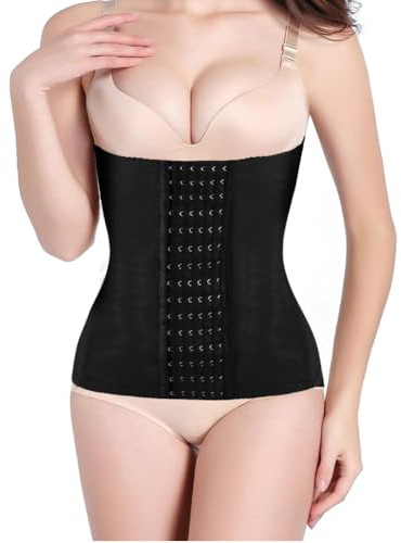 AOOWU Magbälte efter förlossning postpartum midjetränare justerbar 7 broskkorsett legering slimmande bälte dam midjetränare svart (3XL)