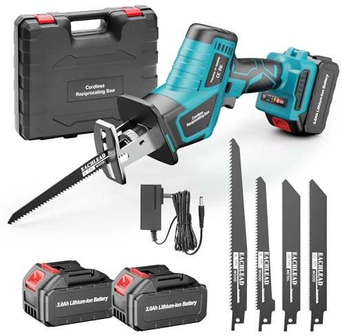 SINGTIP Sega a Gattuccio Compatibile con Maa-kita 21V Batteria, Gattuccio a Batteria Con 2×3.0Ah e 6 Livelli di Velocità Fino a 3500SPM 4 Lame, Gattuccio Elettrico per Legno e Metallo