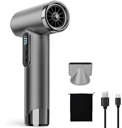 Cordless Hair Dryer, Battery Operated Hair Dryer USB Rechargeable 100000rpm 200W Portable Hairdryer for Indoor, Outdoor, Camping, Tourism (Silver)