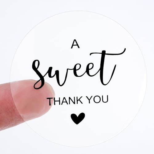 Ouligay 120 st A Sweet Thank You-klistermärken, 5 cm tackklistermärken småföretag för presentinslagning runda presentklistermärken etiketter kuvert tätningar för gör-det-själv hantverk bröllop baby