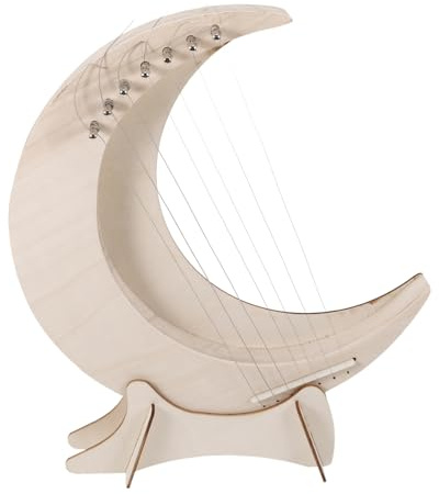 OFFSCH Instrumento Lira Portátil de y Luna para Forma de Musical Arpa de Madera 7 Cuerdas Sonido Completo y Tono Cálido Principiantes