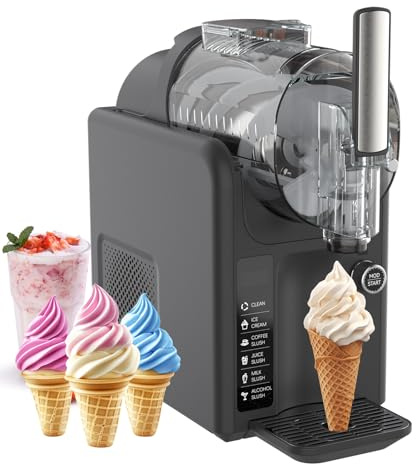Soft Serve Ice Cream Slushie Machine - 68 oz Slushy Machine for Home, 2-In-1 Soft Ice Cream Maker with 6 Pre-Set Modes, No Ice Needed Frozen Drink Machine for Margarita, Milkshake, Frappés (B2)