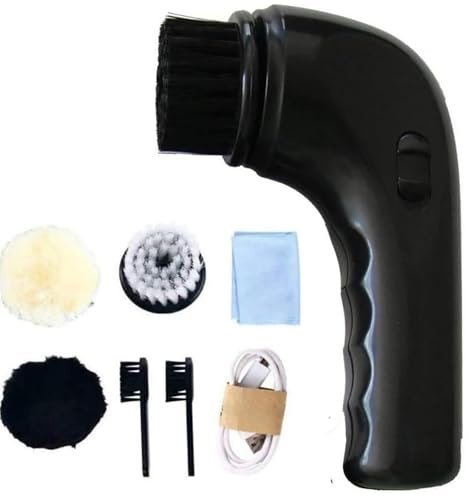DBXMJWCMDT Electric Shoe Polisher Set, Portable Handheld Leather Care Kit with Replaceable Brush Heads, Wireless Electric Shoe Cleaning Machine for Polishing Leather Shoes, Boots