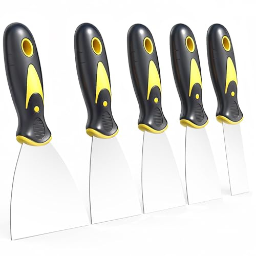 5 Stück Malerspachtel Spachtel Set,Multifunktions Spachtel aus rostfreiem Edelstahl,Schaber für Tapeten und Wänd Abkratzen,Tapeten entfernen,robust und flexibel,für bau,Malerarbeiten