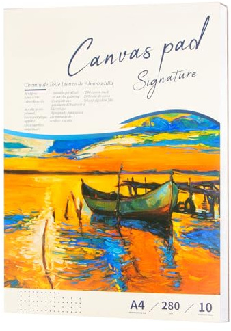 A4 Canvas Paper Pad, 280GSM Artist Canvas Pad for Acrylic Painting | Easy Tear Canvas Sheets for Artists and Hobbyists, Ideal for Studio, Home, Plein Air Painting and Creative Projects
