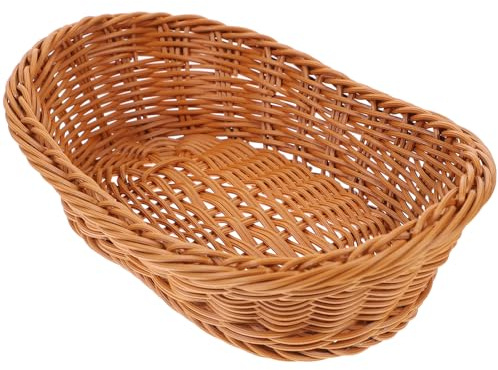 Cesto Pane in Plastico Effetto Rattan per Frutta e Snack | Piano Cucina e Soggiorno, per Dolci e Servizio Alimenti, Stile Semplice e Pratico