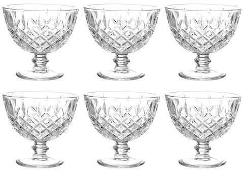 Tognana Diamond Classy, set de 6 copas para helado de 280 cc, vidrio, transparente