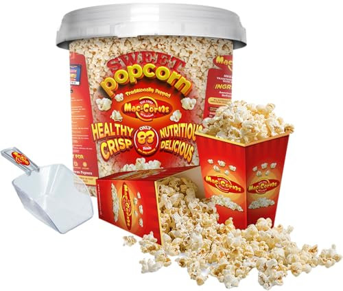 MacCorns - Sweet Popcorn - Sharing Bucket Package + 12 Popcorn Cartons + 1 Popcorn Serving Scoop