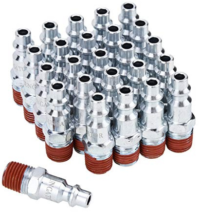 SUNGATOR 25-Pack 1/4 Inch Air Hose Fittings, 1/4'' Male NPT Industrial Plugs Kit, 1/4 Inch Quick Connect Air Line Hose Fittings, 1/4'' Industrial Hose Repair Plugs Kit for Comressor, Auto Shop