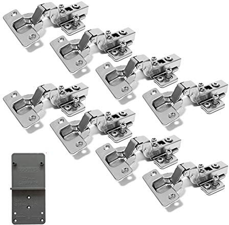 LOOTICH 110 Grad Innenanschlag 35mm Soft Close Hydraulisch Scharniere Scharnier mit Dämpfer Topfscharnier für Küchenschrank Kleiderschrank Schranktür Möbel 8 Stück