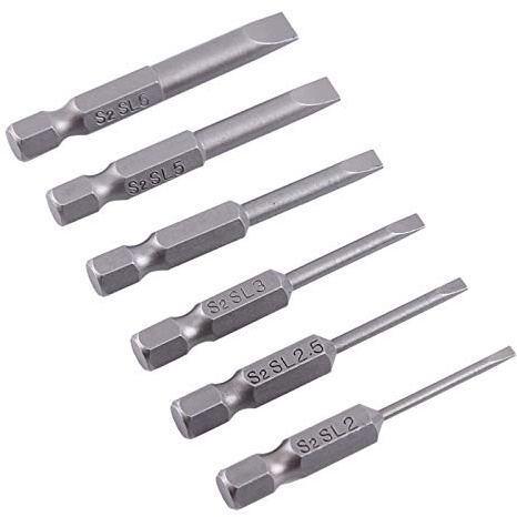 Estink 6 tlg. Schraubendreher Bit Set, magnetisch, 2 6mm, 50mm | Flachkopf Bits mit 6,35mm Sechskant, für Bohrer und Schrauber, magnetisch für sicheren Halt, vielseitig einsetzbar