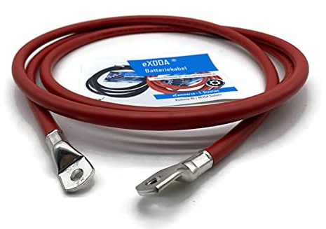 Exoda cable de acumulador 50 mm² 2,5m M8 M10 rojo flexible para coche barco