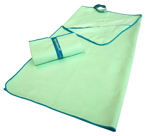 Dyckhoff Sporttuch Mikrofaser, Handtuch 80x180cm, neo Mint | Reißverschlusstasche, funktional für Reisen, schnelltrocknend, leicht zu verstauen, ideal für Sport und Freizeit