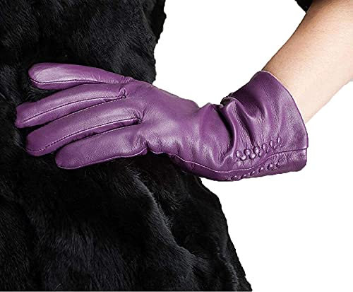 GHCXY Unisex-Erwachsene Fäustlinge Damen Winter Warm Leder Mode Kurz Einfache Handschuhe Glamorous Solid Colors Outdoor Handschuhe Lila M