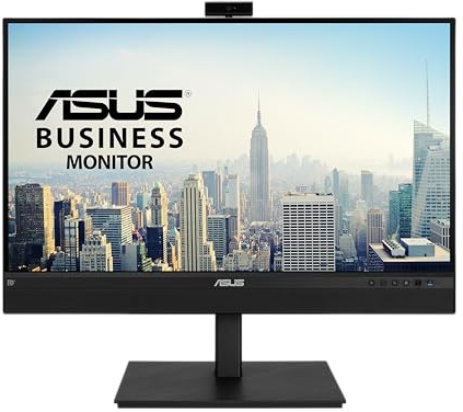 ASUS 27” 1440P Video Conference Monitor (BE27ACSBK) - QHD (2560 x 1440), IPS, Built-in 2MP Webcam, Mic Array, Speakers, Eye Care, Wall Mountable, AI Noise-canceling, USB-C, HDMI, Zoom Certified,Black