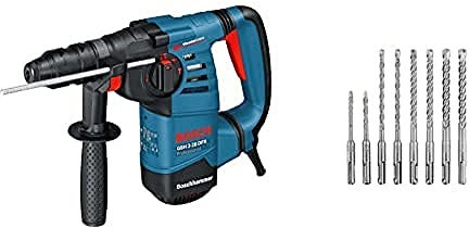 Bosch Professional Martello Perforatore GBH 3-28 DFR, Potenza del Colpo Max: 3.1 J, Mandrino Intercambiabile SDS Plus, W, 800 Watt + 8 pz. Set di Punte SDS Plus (per calcestruzzo)