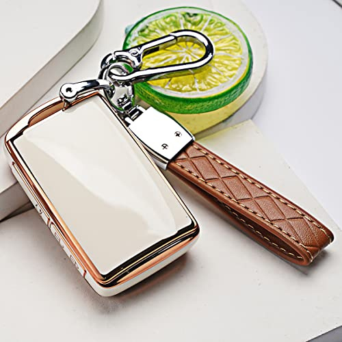ontto Autoschlüssel Hülle Cover Passt für Mazda 3 Alexa CX-30 MX30 CX30 MX5 Miata RF CX5 CX8 CX9 CX4 2019 2020 Autofernbedienung Zubehör Auto Schlüsselanhänger TPU Schutzhülle Schlüsseletui-Beige