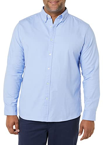 Amazon Essentials Camicia a Maniche Lunghe in Tessuto Oxford Elasticizzato dalla vestibilità Standard (Disponibile in Taglie Extra Forti) Uomo, Azzurro Polvere, L