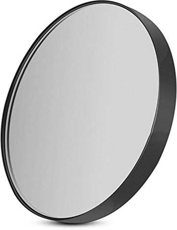KALLORY Wall Makeup Mirror Magnifying Mirror 5X Makeup Mirrors with 2 Suction Cups Round Cosmetic Mirror for Bathroom Makeup Tool, 8. 8cm Black Wall Glass Mirror