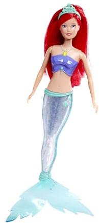 Simba 105733656 - Steffi Love Puppe Sparkle Mermaid (39 cm) - glitzernde Meerjungfrau mit leuchtendem Regenbogen-Farbwechsel, Wasser-taugliches Spielzeug für Kinder ab 3 Jahre