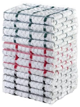 DreamNights Tea Towels Extra Large 70 X 40 cm Kitchen Towels Set - 100% Cotton Terry Towelling Soft Absorbent Lint Free Kitchen Cloth Dish Towel and Bar Towels Assorted Colors (Pack of 6)