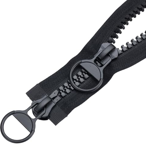 TXZWJZ - Cerniera lampo in plastica a 2 vie, 70 cm, #15, grande divisibile, colore nero, per cappotto, piumino, giacche TXZWJZ (70 cm, 2 vie)