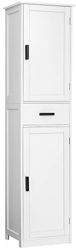 usikey 67'' Tall Bathroom Cabinet, Storage Cabinet with 4 Shelves & 2 Doors, Narrow Storage Cabinets for Bathroom, Living Room, Home Office, White