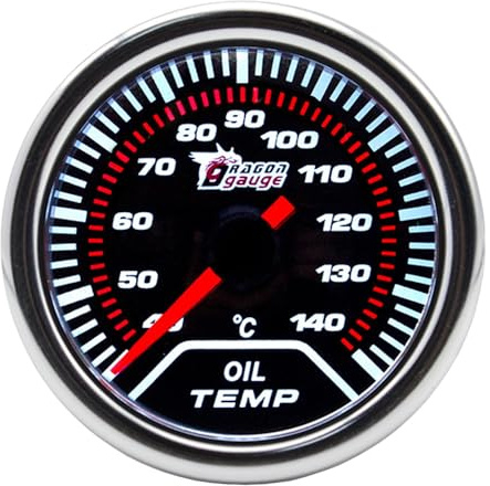 ETOPARS Universelle Auto Öltemperaturanzeige 2Zoll 52mm Auto Öltemperatur Messgerät Celsius Öl Temperatur Zeiger Anzeige Öltemp Weiß Lichtanzeige Instrument Rauchtönung Len