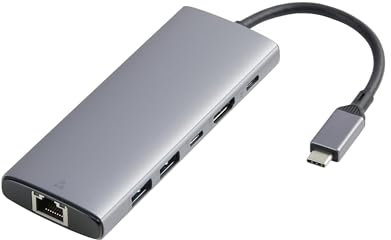 Amazon Basics 6-in-1 USB-C 3.2 (10G) Hub, 1 USB-C 100W PD Input, 2 USB-A, 1 USB-C, HDMI 4K, Ethernet, Grigio Chiaro, 11.94 x 4.6 x 1.5cm