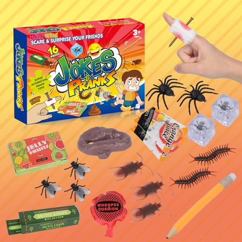 Think Wing Prank Kit Funny Gag Gifts, Joke Box Ultimate Gift Set, Practical Jokes Perfect Party Favors 20 PCS Pranks for Kids Adults, April Fools Novelty Toys for Playing Jokes
