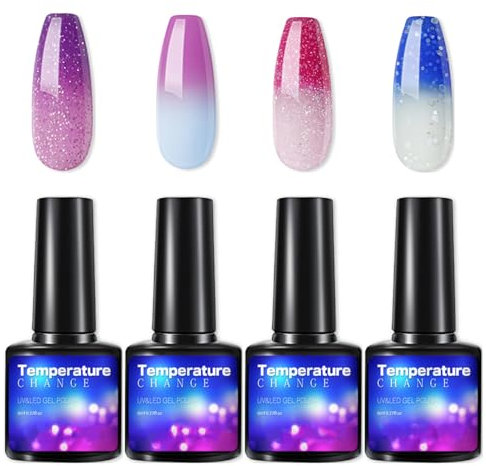4Pcs Farbwechsel UV Gel Nagellack Set - Soak Off Lang Anhaltende Glänzende Schellack Kunst Maniküre Kit - Bestes Geschenk Für Frauen