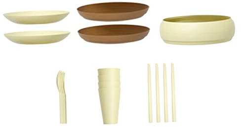BIUDECO Portable for Camping Outdoor Use Reusable Bowl Cup Plate and Spoons Tableware Dishware