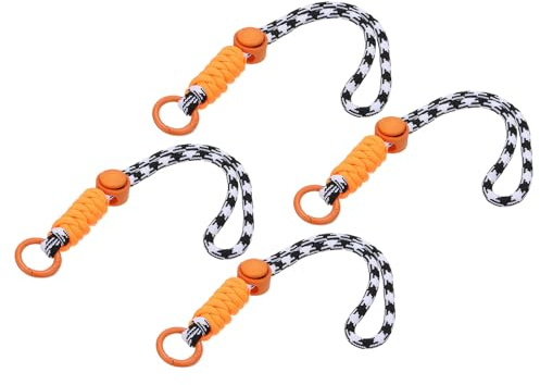PATIKIL Llavero con Cordón de Cuerda de Paracaídas 4 Piezas Llavero para Teléfono Celular Correa Trenzada con Resorte Anillo Diseño Ondulado Negro Blanco Naranja