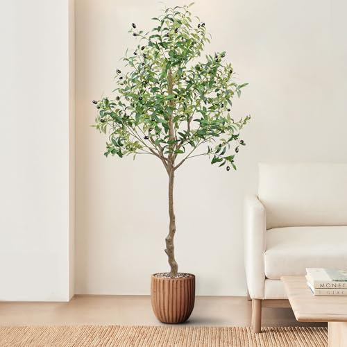 ANTING Olivier Artificiel de 1,8 m de Haut avec Pot de 182,9 cm de Haut - Plante Artificielle en Soie pour décoration d'intérieur, Cadeau d'intérieur