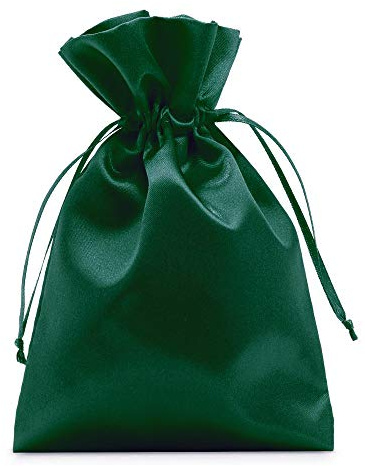 ORGANZABEUTEL24 | 6 Satinsäckchen, Satinbeutel in glänzenden Unifarben, Größe 23x15 cm, edle Geschenkverpackung, Schmuckverpackung, Ostern, Adventskalender (dunkelgrün)
