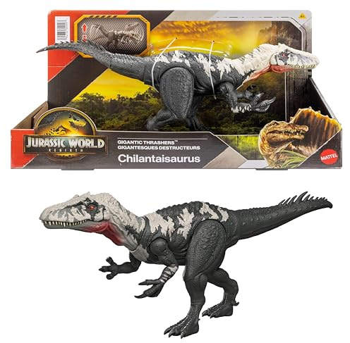 Mattel Jurassic World : Renaissance Figurine articulée Chilantaisaurus Géants féroces, grande espèce de dinosaure, 2 attaques féroces, jeu virtuel, JGB95