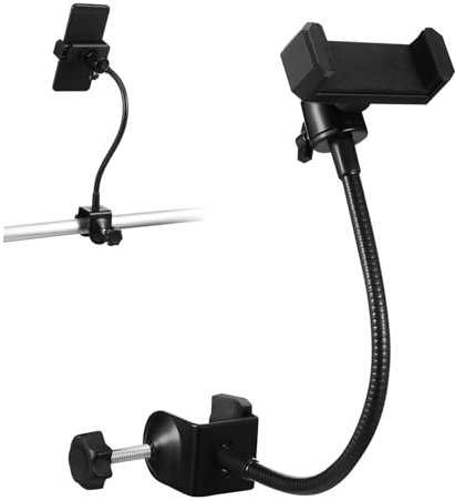SECFOU Rotating Gooseneck Phone Holder for Tripod Sturdy Metal Mount for Filming Streaming