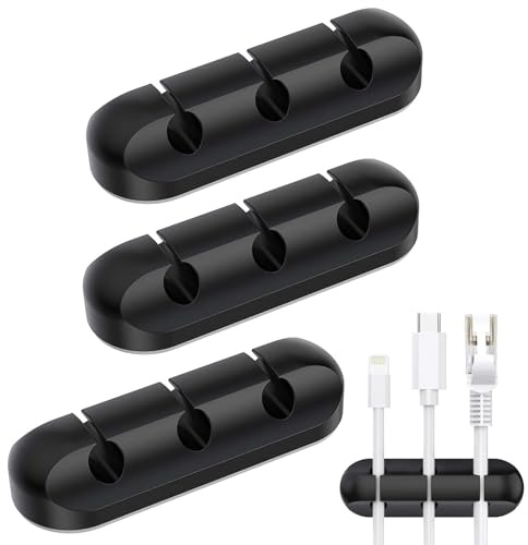 Cable Holder Clips, 3-Pack Cable Management Cord Organiser Clips Adhesive Organizer for USB Charging Cable Mouse Wire PC Office Home