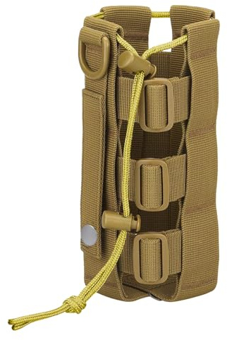 Taktisch Flaschenhalter, Molle Flaschenhalter 1.5L, Taktischer Wasserflaschenbeutel, Verstellbarer Militär Trinkflasche Beutel, mit Karabiner für Camping, Wandern, Outdoor (Khaki)