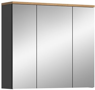 xonox.home - Spiegelschrank Canu 80x73x21 cm in Basalt grau und Artisan - Badset Badmöbel Badezimmerkombination - robust und langlebig funktional zeitloses Design
