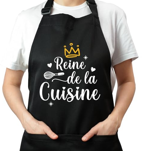 FUKPO Grembiule da Cucina Donna Personalizzato Nero, Regolabile Grembiule da Cucina Personalizzato Divertente Barbecue Bbq Professionale Cotone Divertente Regalo Festa della Mamma San Valentino Mamma