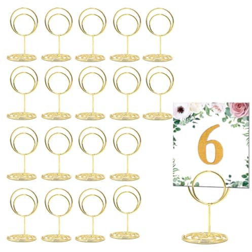 Trsnzul Porte Nom Table 30 Pièces Porte Photo de Métal Porte Numéros de Table Porte-Cartes de Table pour Mariages Support Photo Or Pince-Carte pour Mariage, Fête Saint Valentin, 50MM