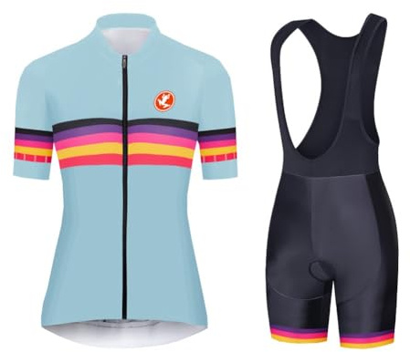 UGLY FROG 2025DX Top Damen Fahrrad Trikot Set Schnelltrocknend Radtrikot Kurzarm + Radhose mit 20D Sitzpolster Rennrad Outdoor MTB Fahrradbekleidung